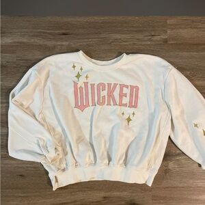 Universal White Sweatshirt with Pink 'Wicked' and Gold Stars